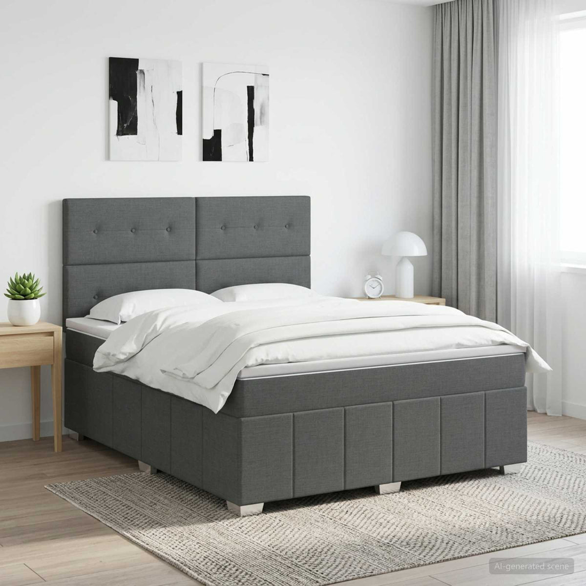 Sommier À Lattes De Lit Avec Matelas Tissu