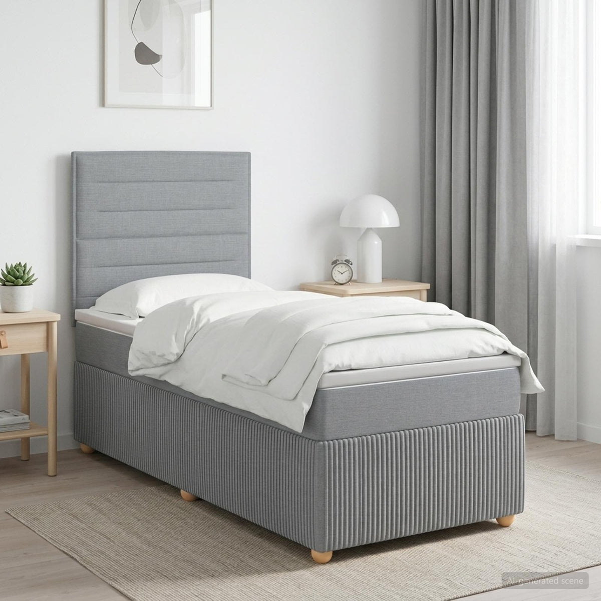 Lit Boxspring Avec Matelas Tissu