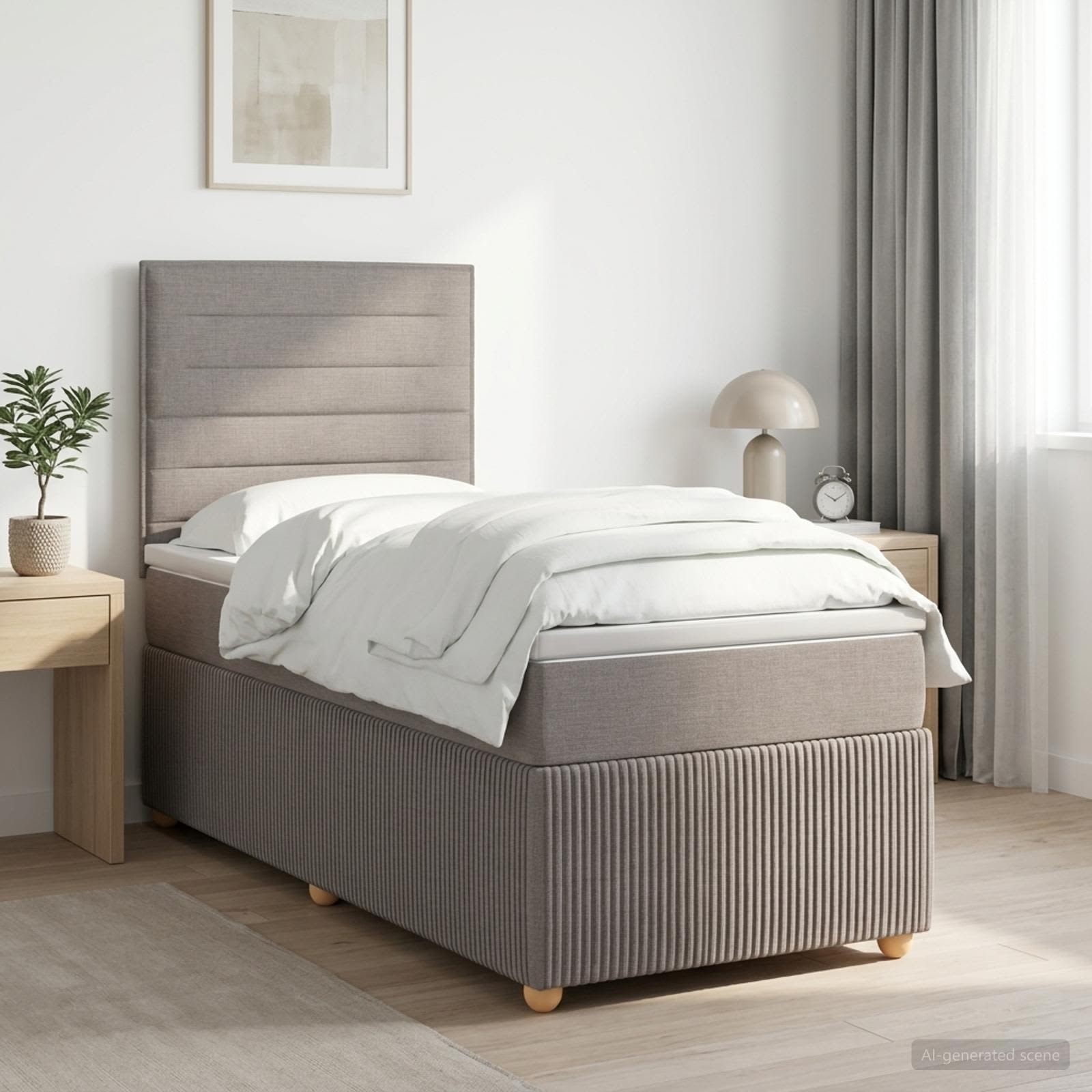 Lit Boxspring Avec Matelas Tissu