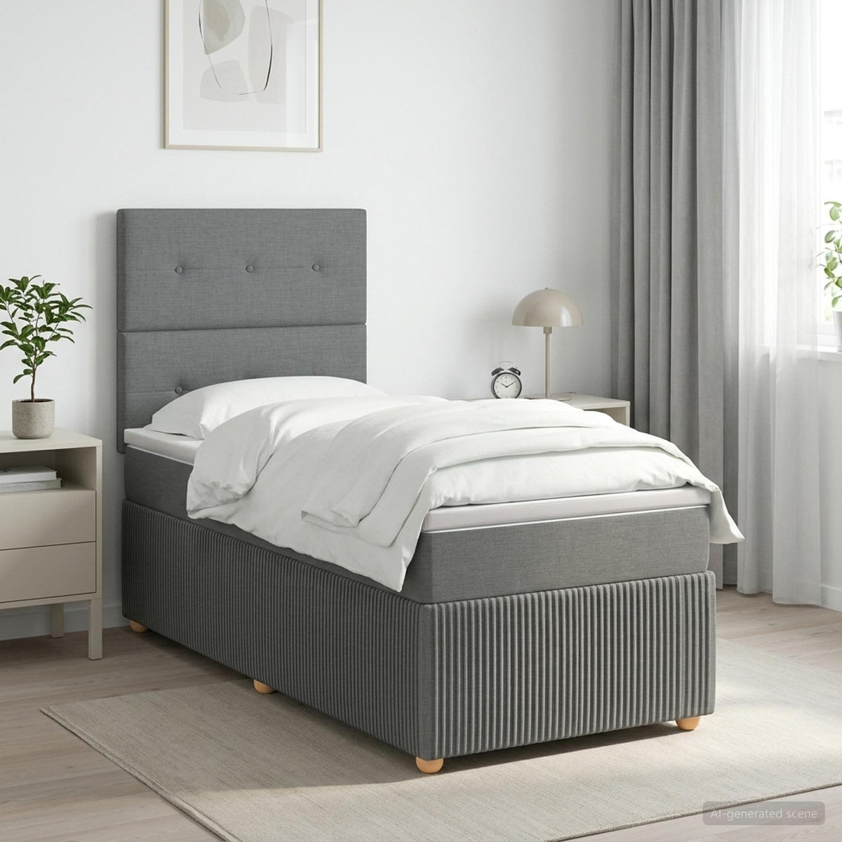 Lit Boxspring Avec Matelas Tissu