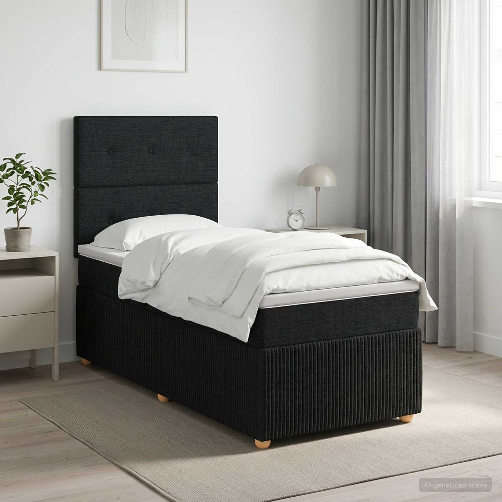 Lit Boxspring Avec Matelas Tissu