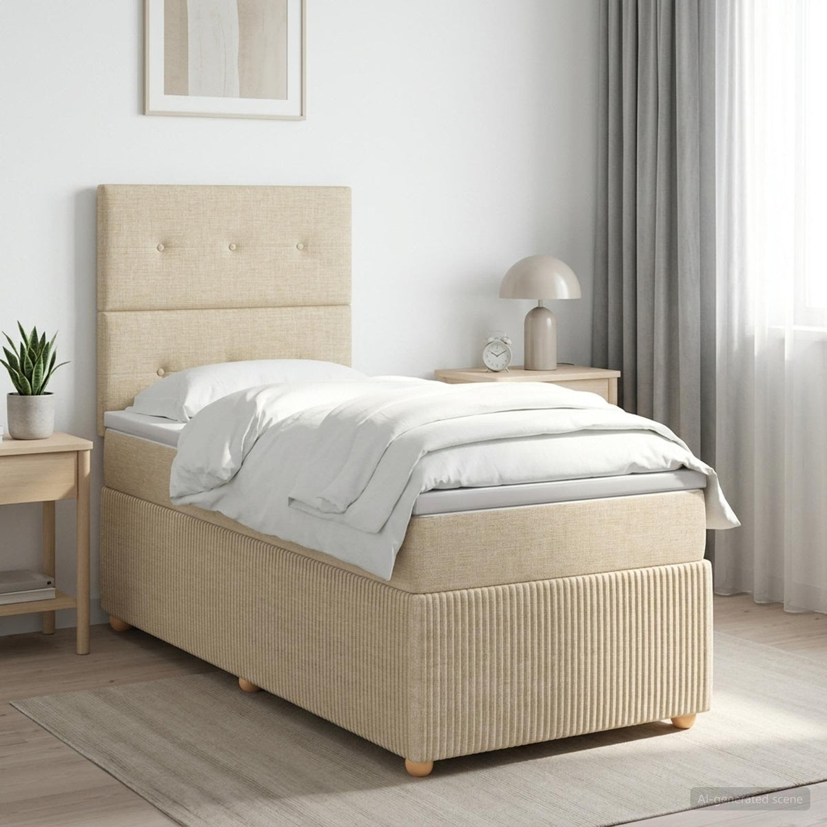 Lit Boxspring Avec Matelas Tissu