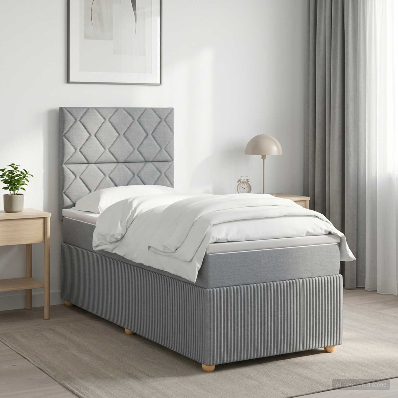 Lit Boxspring Avec Matelas Tissu