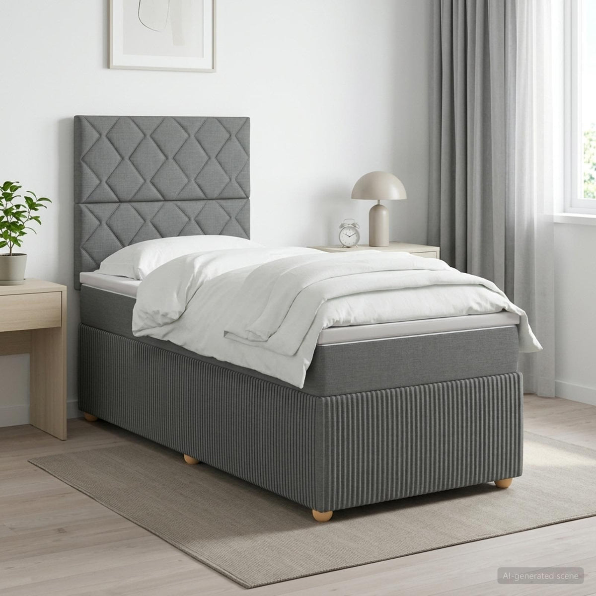 Lit Boxspring Avec Matelas Tissu
