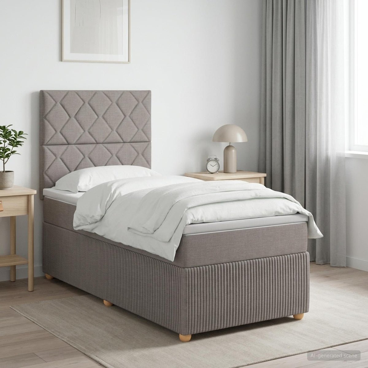 Lit Boxspring Avec Matelas Tissu