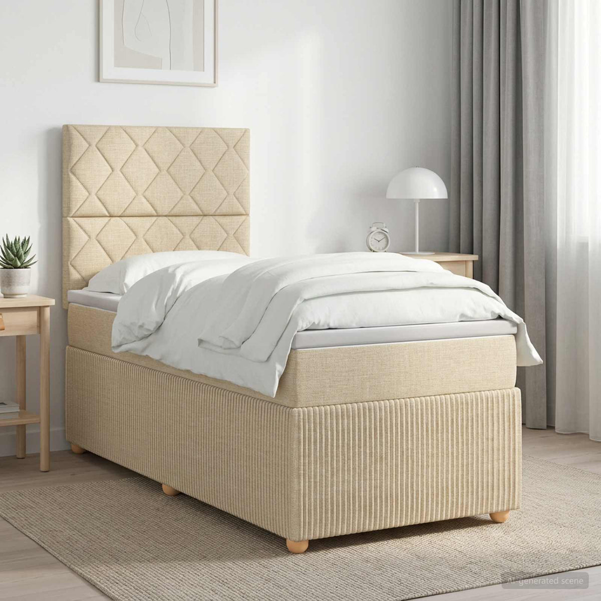 Lit Boxspring Avec Matelas Tissu