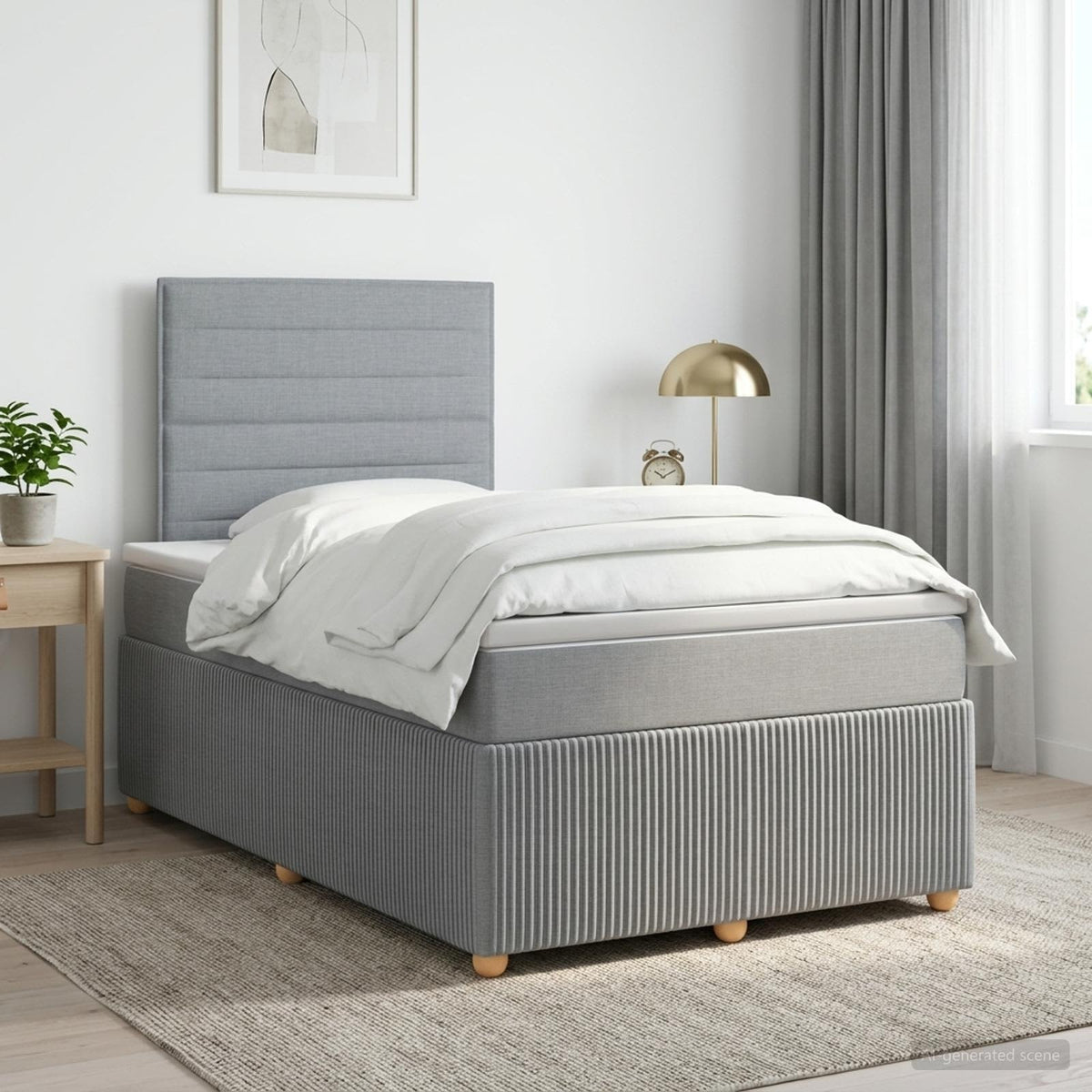 Lit Boxspring Avec Matelas Tissu