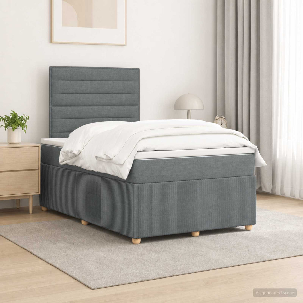 Lit Boxspring Avec Matelas Tissu