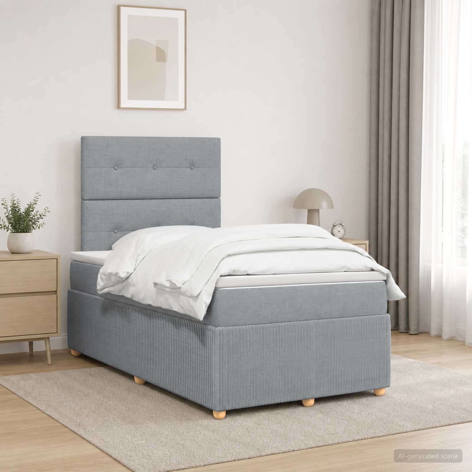 Lit Boxspring Avec Matelas Tissu