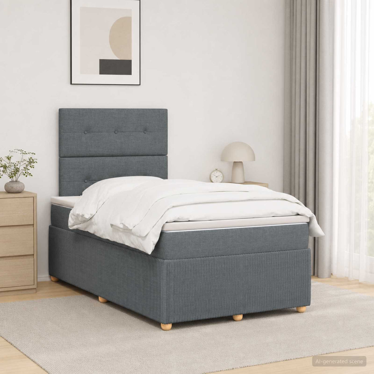 Lit Boxspring Avec Matelas Tissu