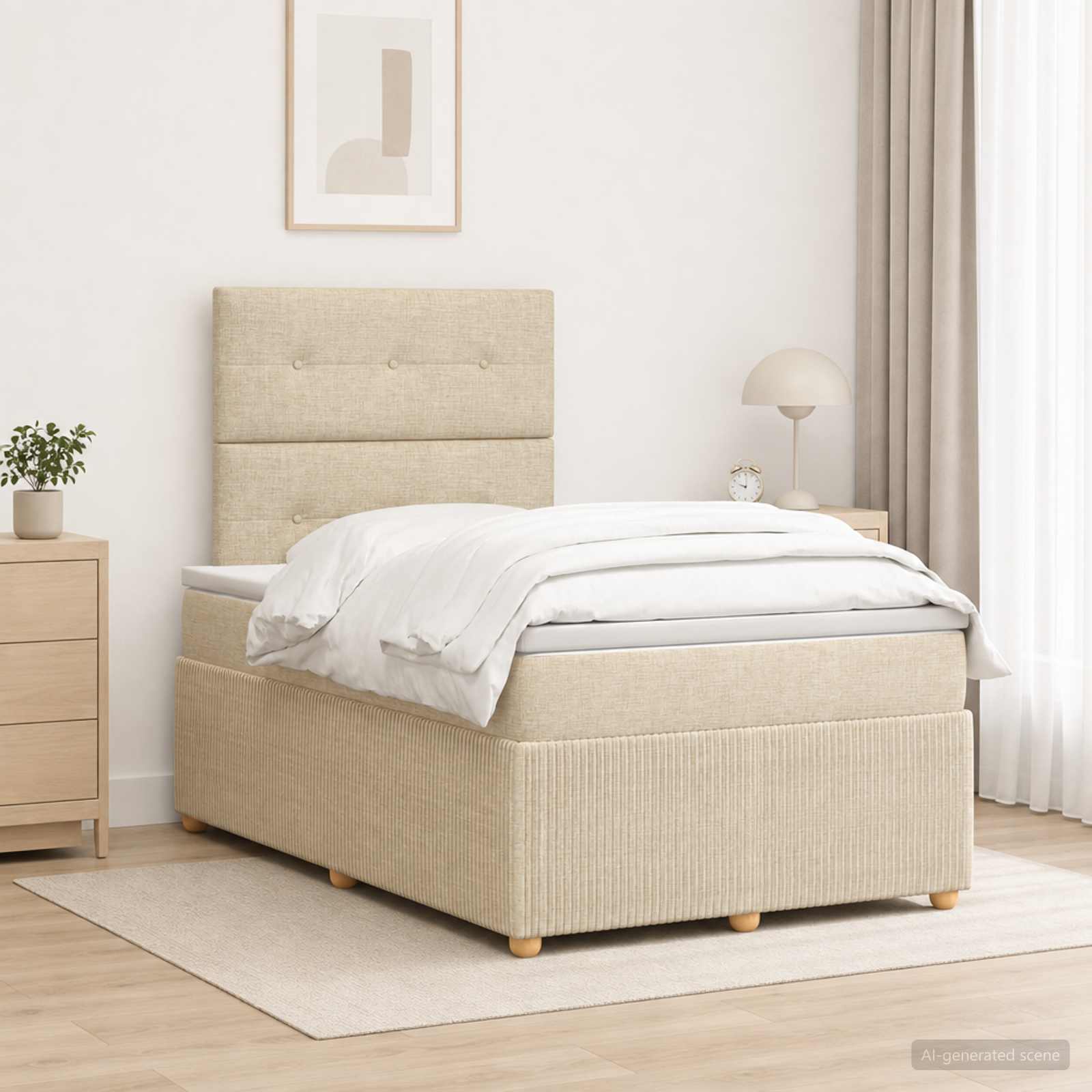 Lit Boxspring Avec Matelas Tissu