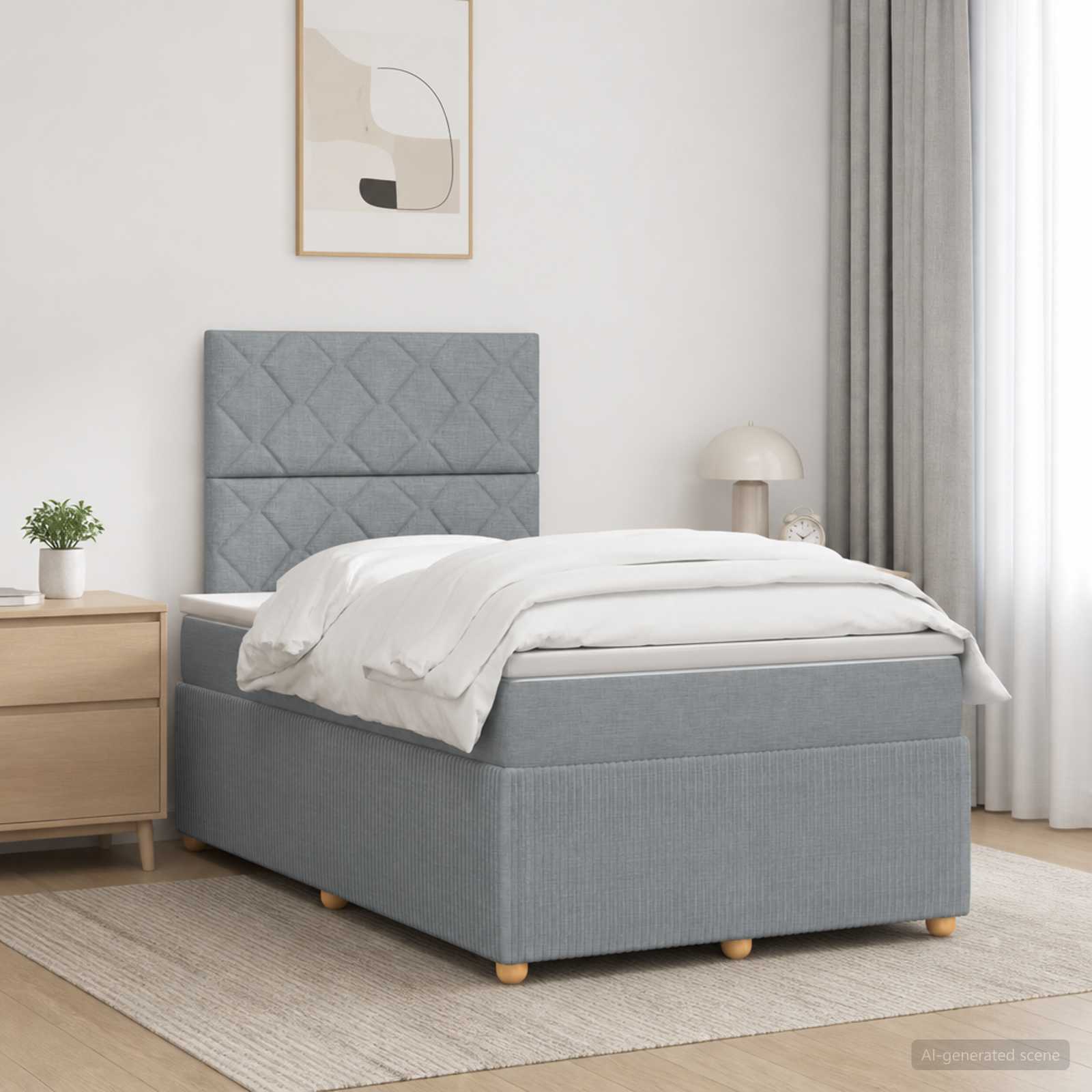 Lit Boxspring Avec Matelas Tissu