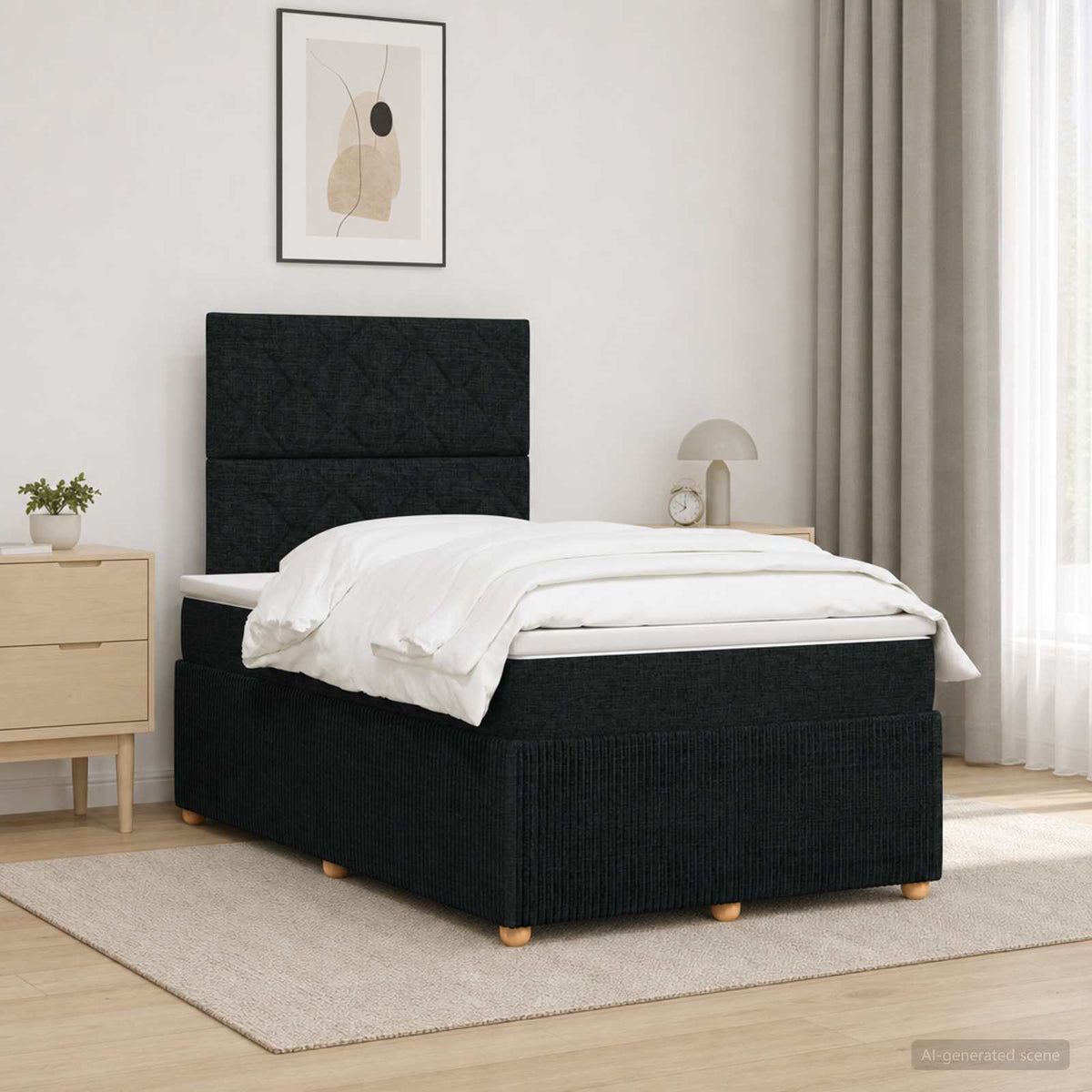 Lit Boxspring Avec Matelas Tissu