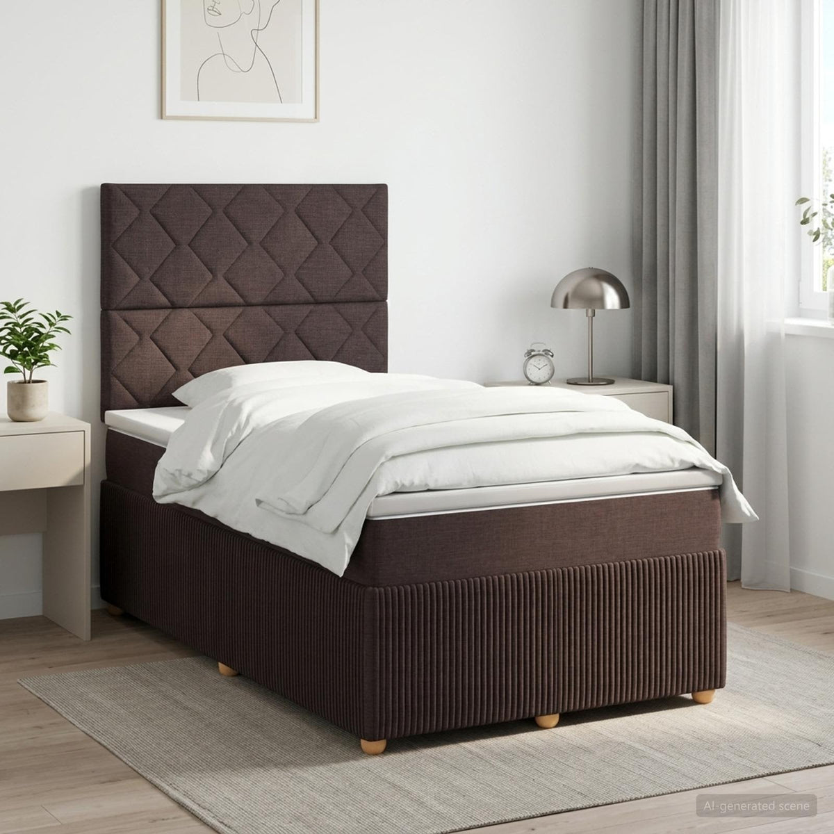Lit Boxspring Avec Matelas Tissu