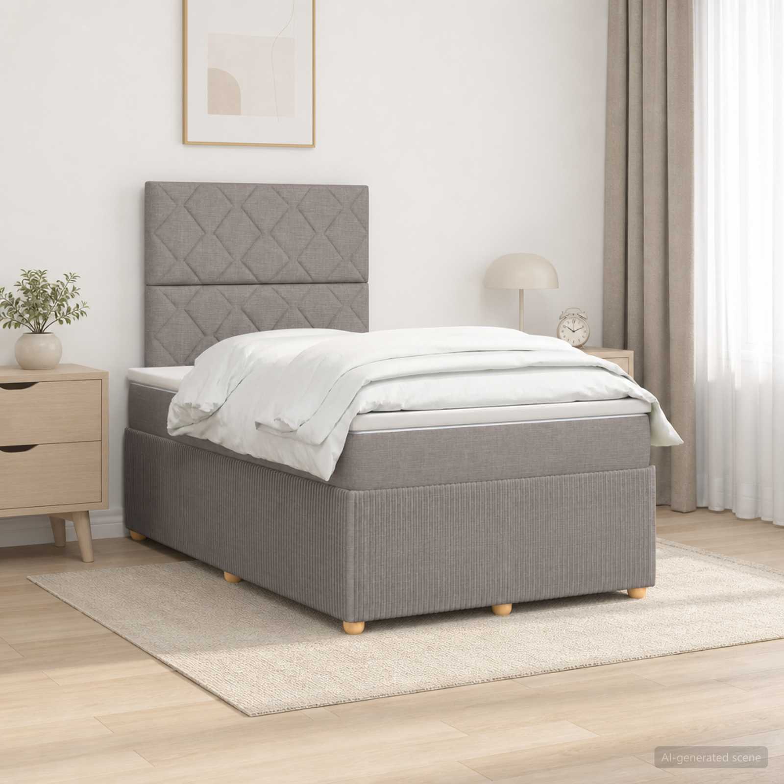 Lit Boxspring Avec Matelas Tissu