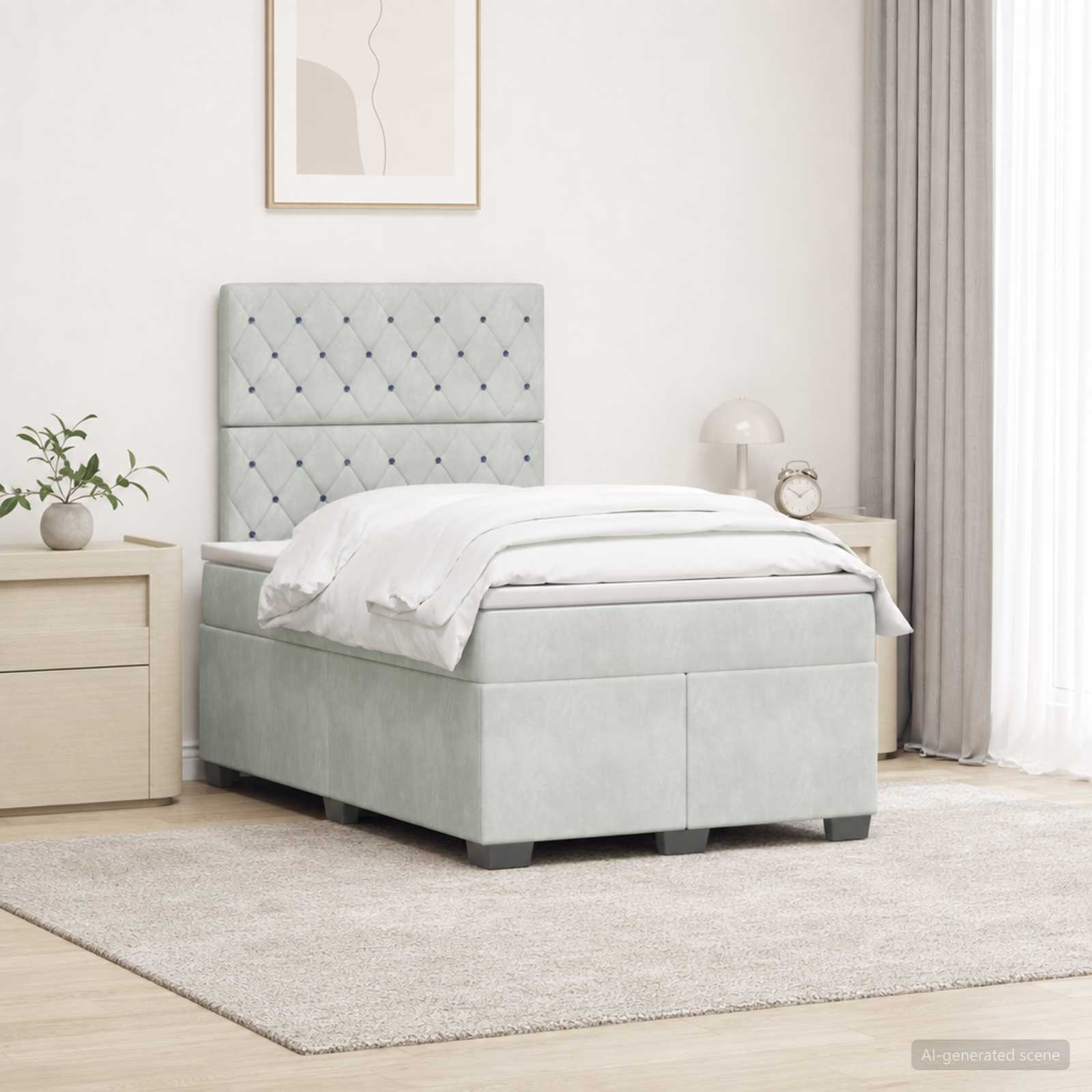 Lit Boxspring Avec Matelas Velours