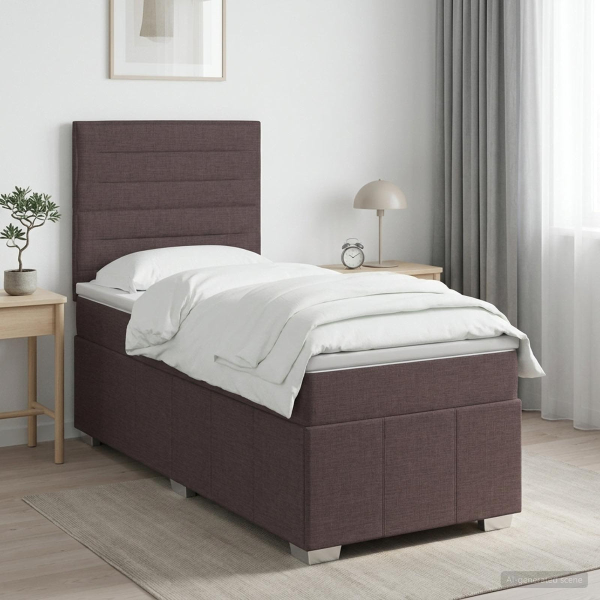 Lit Boxspring Led Avec Matelas Tissu