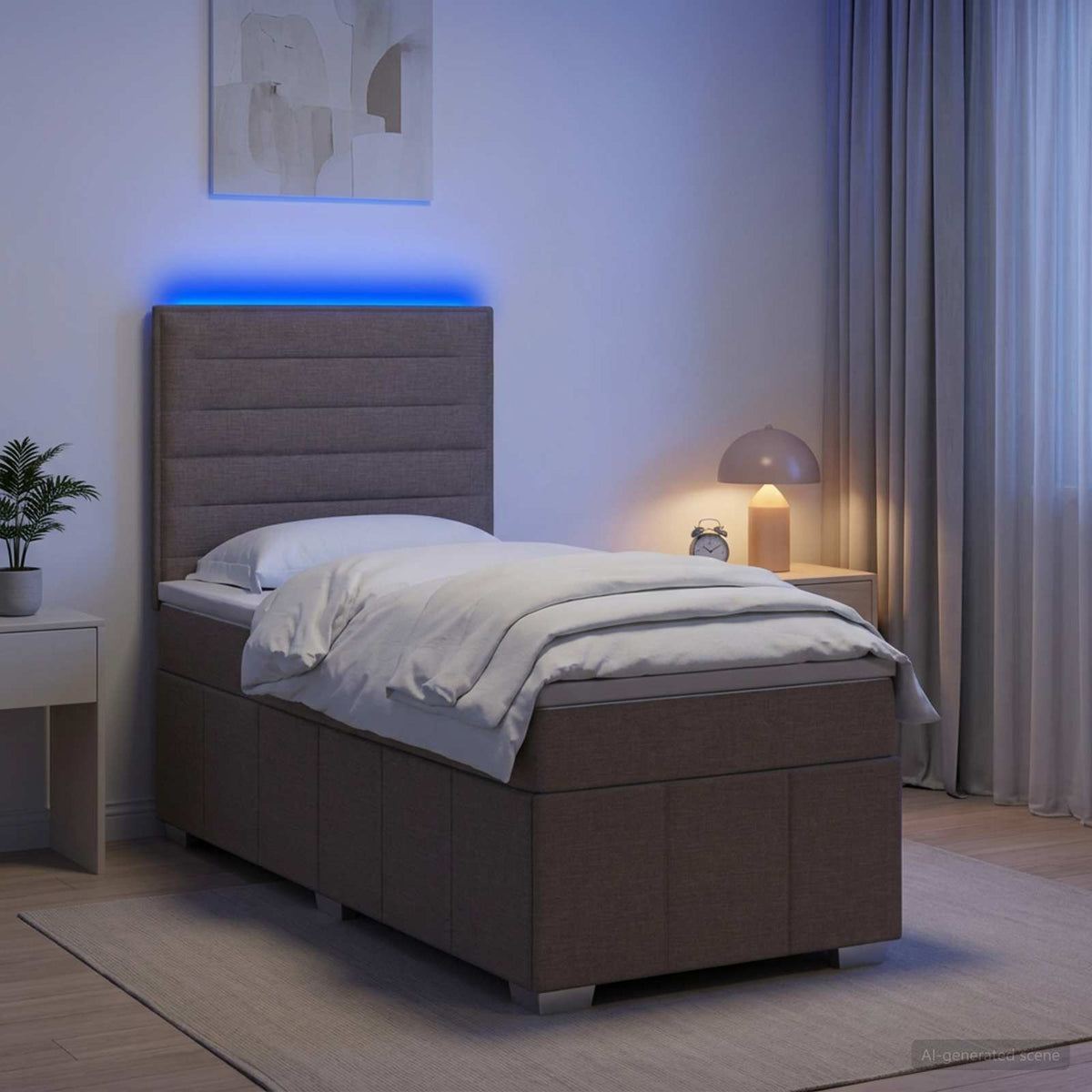 Lit Boxspring Led Avec Matelas Tissu