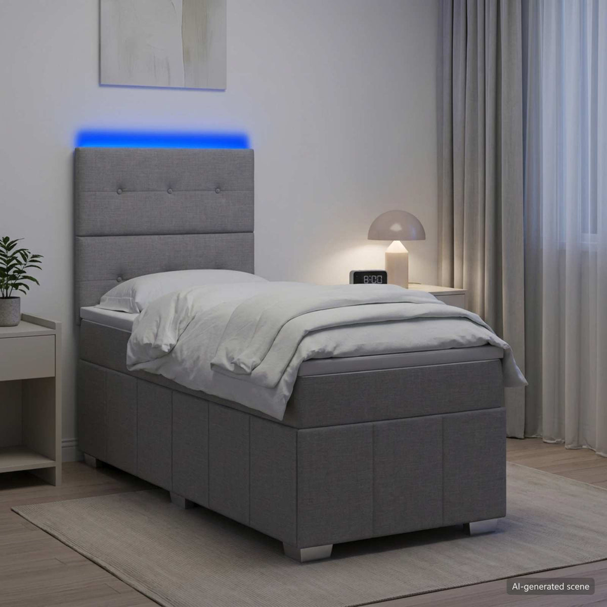 Lit Boxspring Led Avec Matelas Tissu