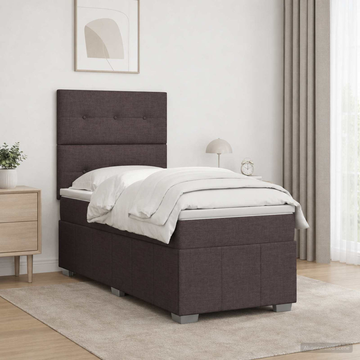 Lit Boxspring Led Avec Matelas Tissu