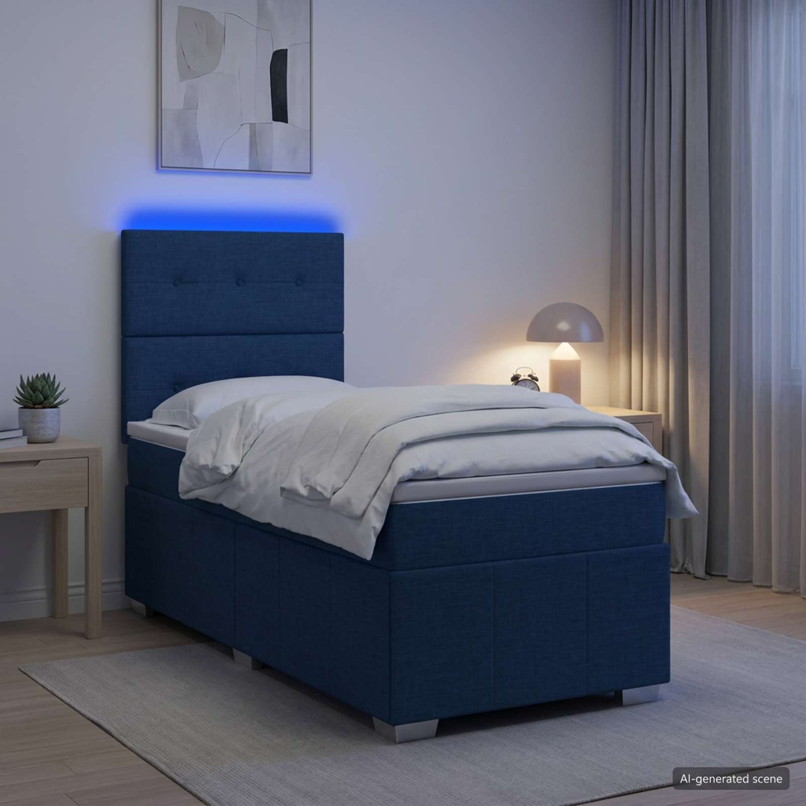 Lit Boxspring Led Avec Matelas Tissu