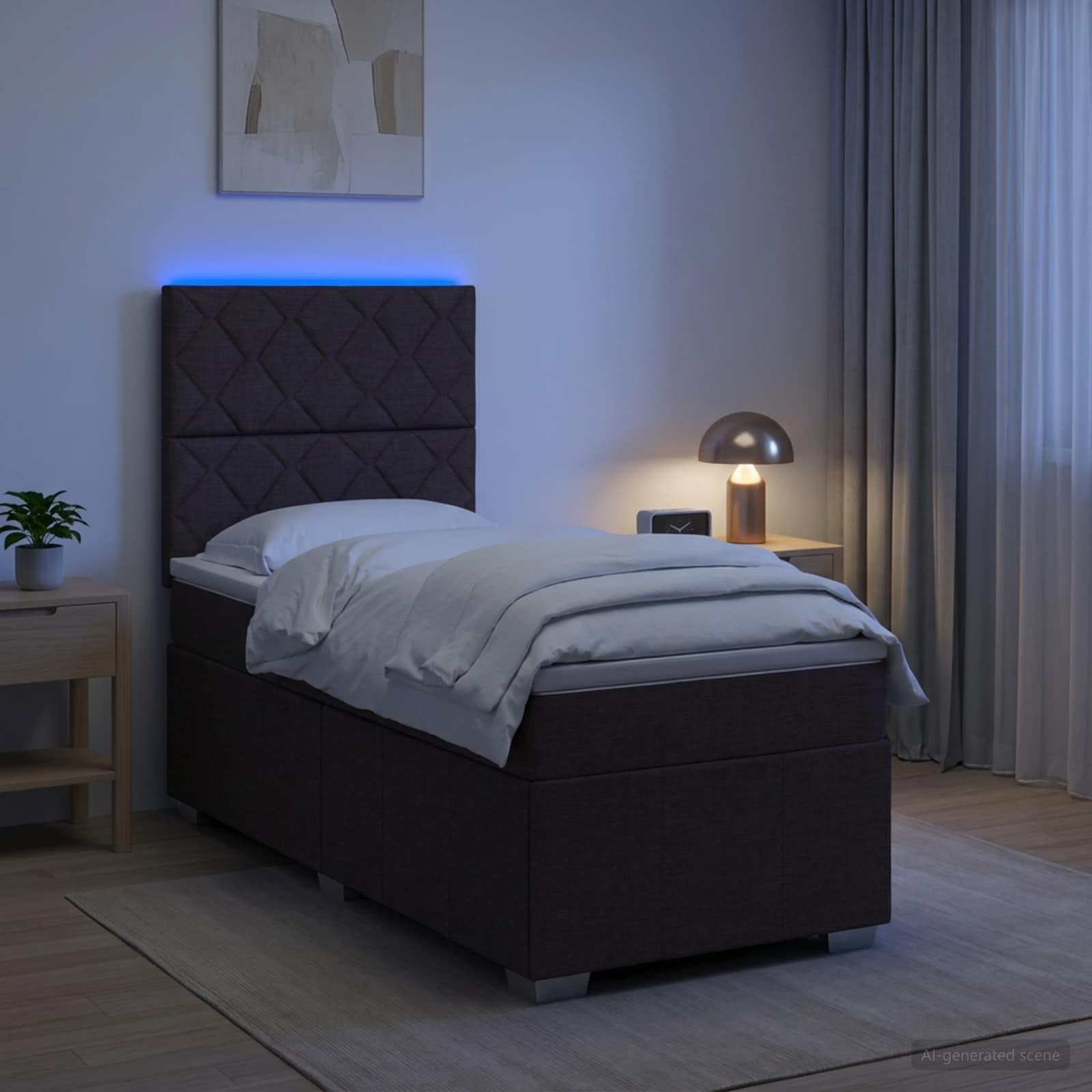 Lit Boxspring Led Avec Matelas Tissu