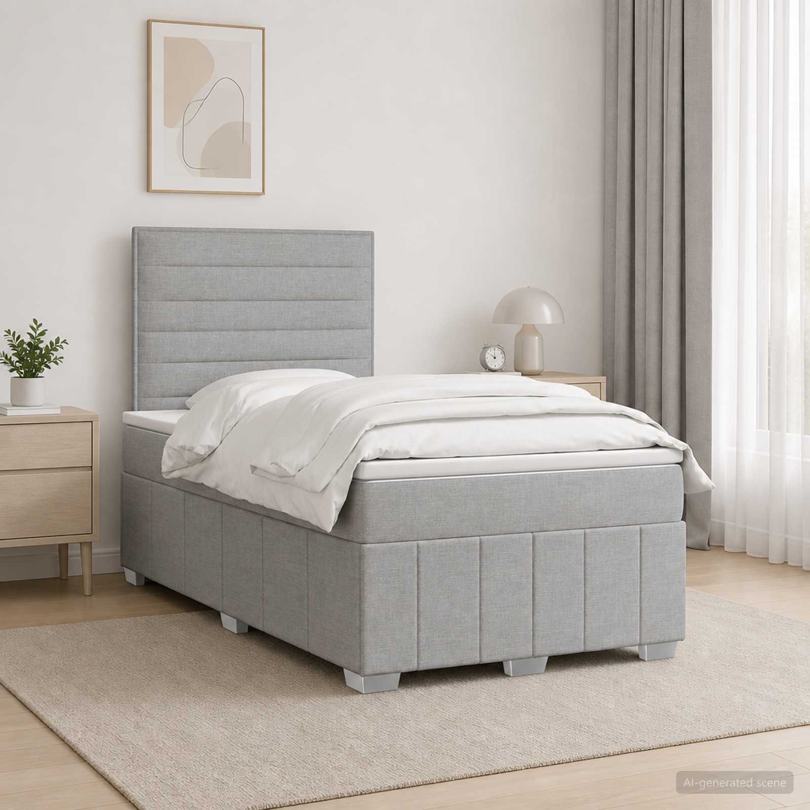 Lit Boxspring Led Avec Matelas Tissu