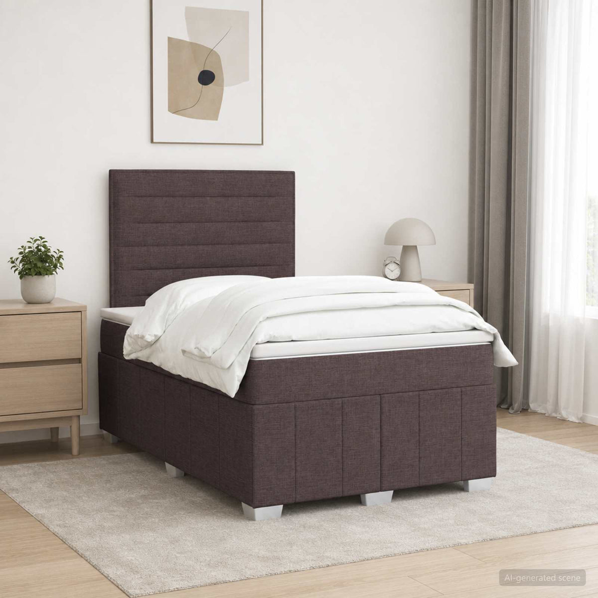 Lit Boxspring Led Avec Matelas Tissu