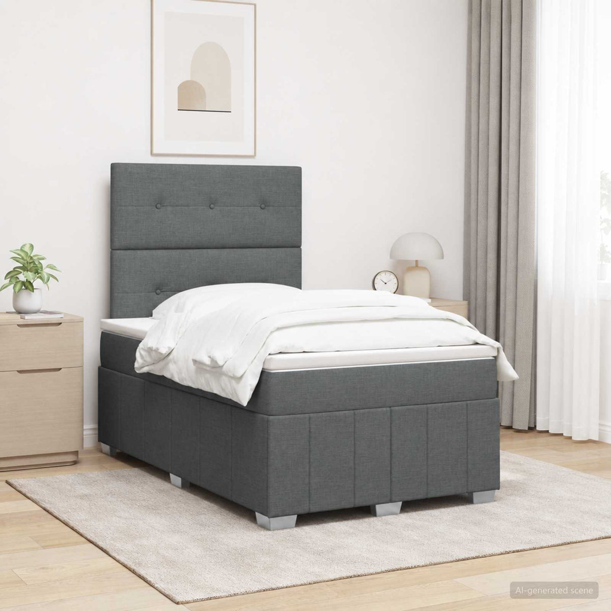 Lit Boxspring Led Avec Matelas Tissu