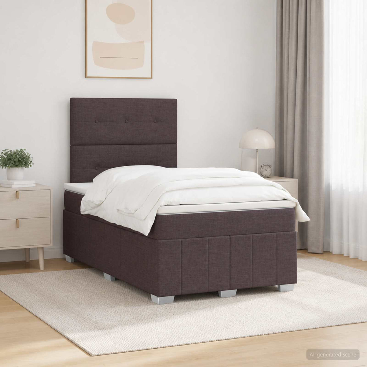 Lit Boxspring Led Avec Matelas Tissu