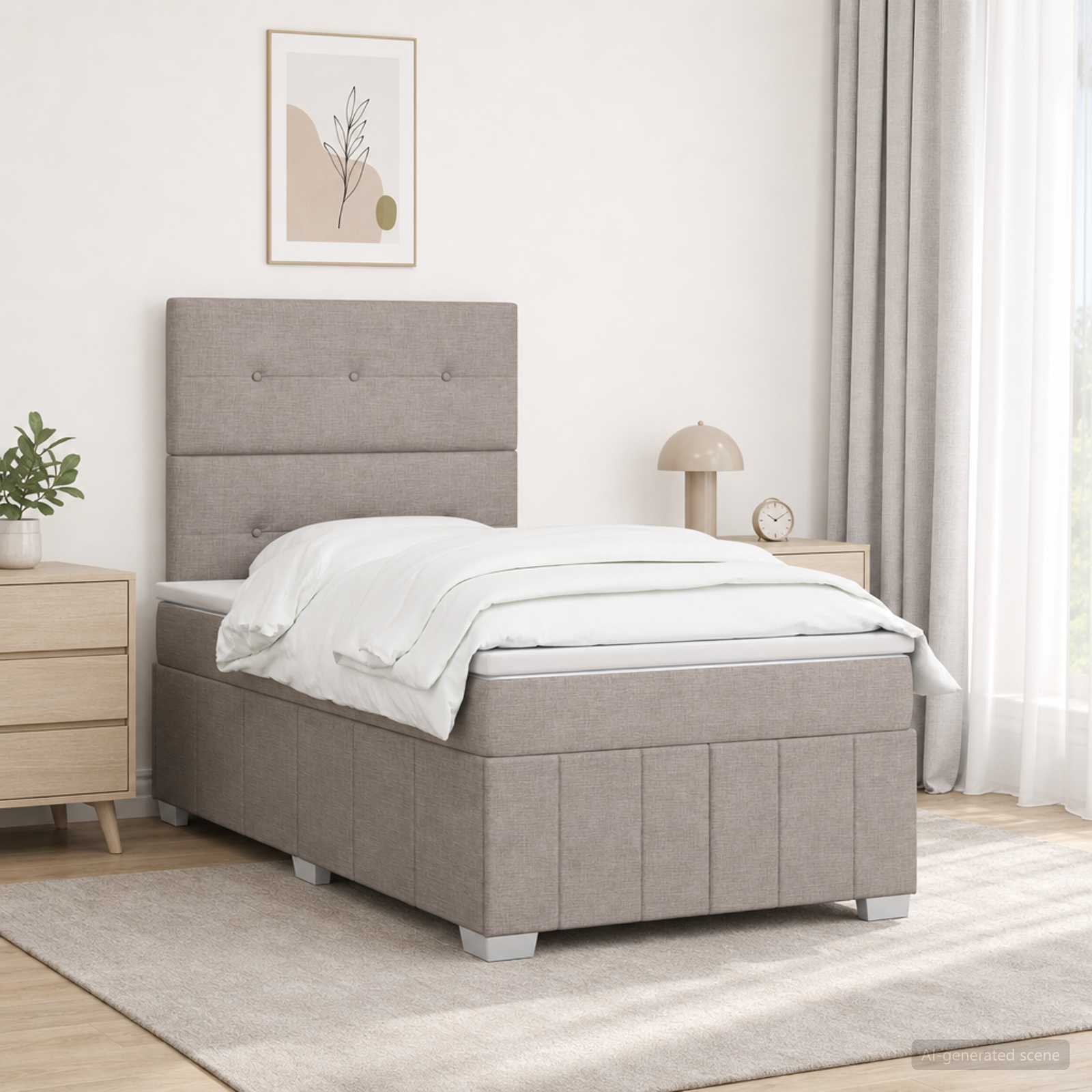 Lit Boxspring Led Avec Matelas Tissu