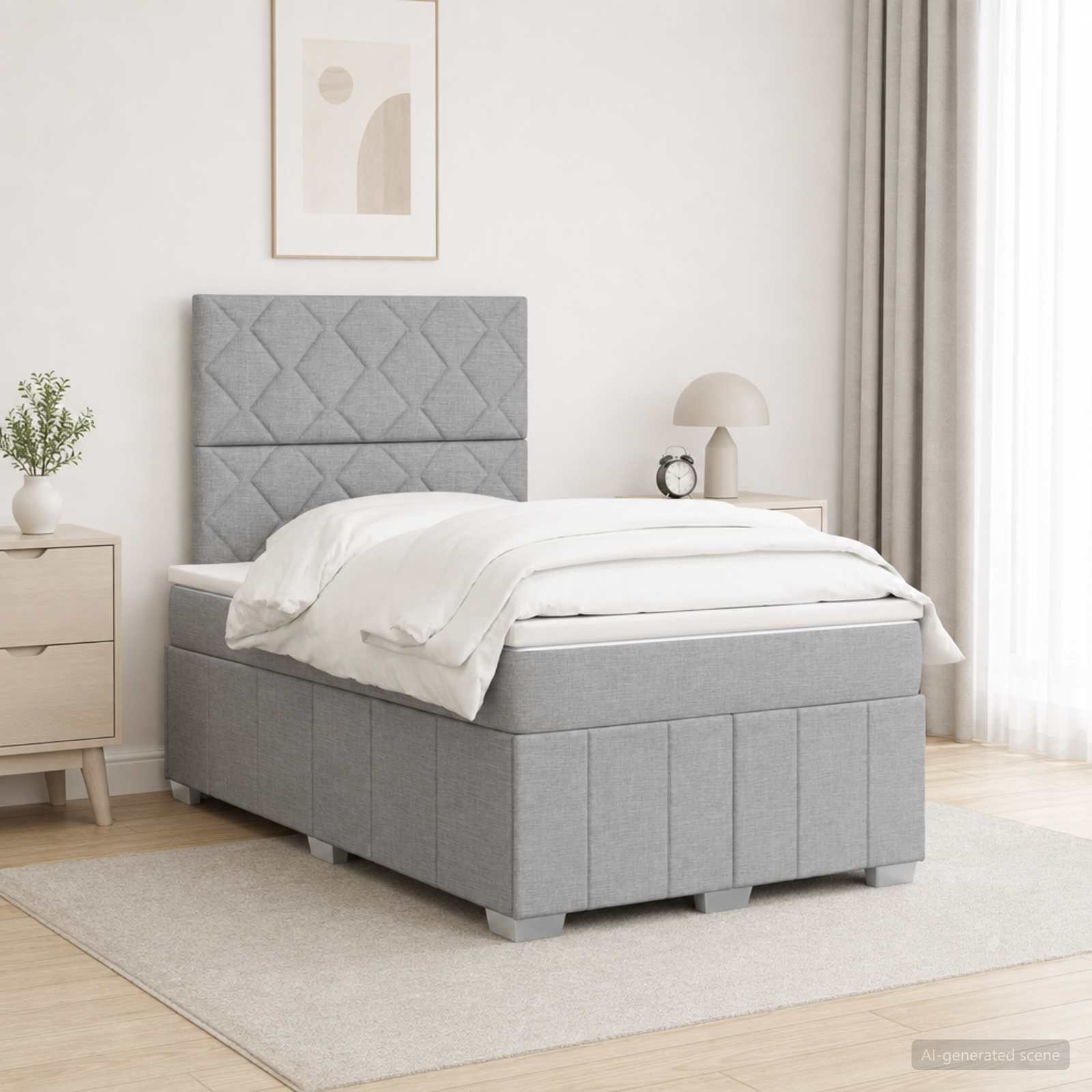 Lit Boxspring Led Avec Matelas Tissu