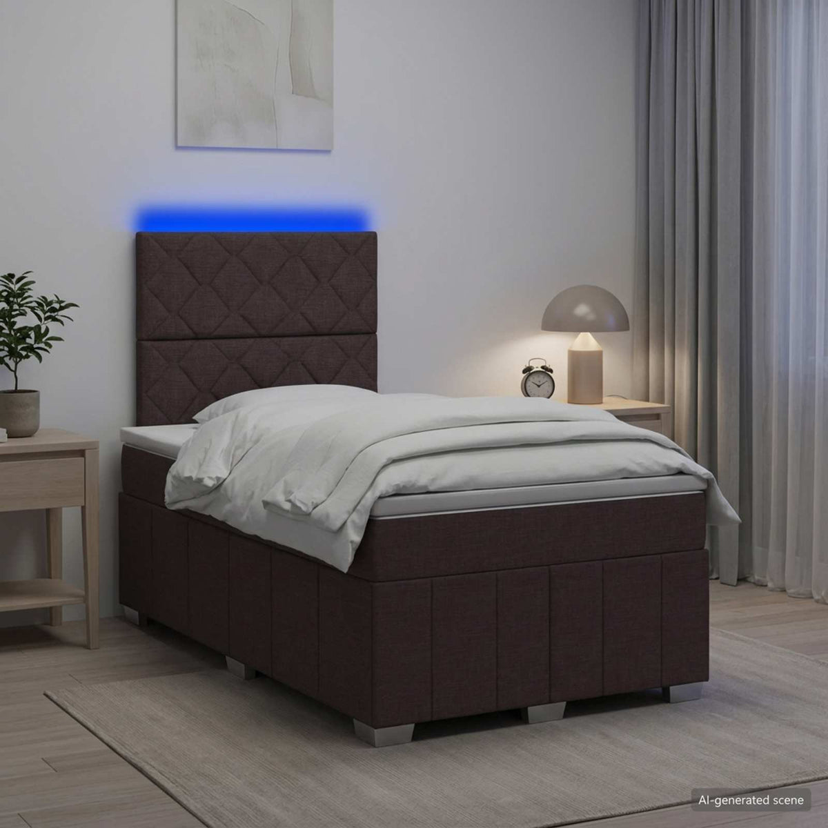 Lit Boxspring Led Avec Matelas Tissu