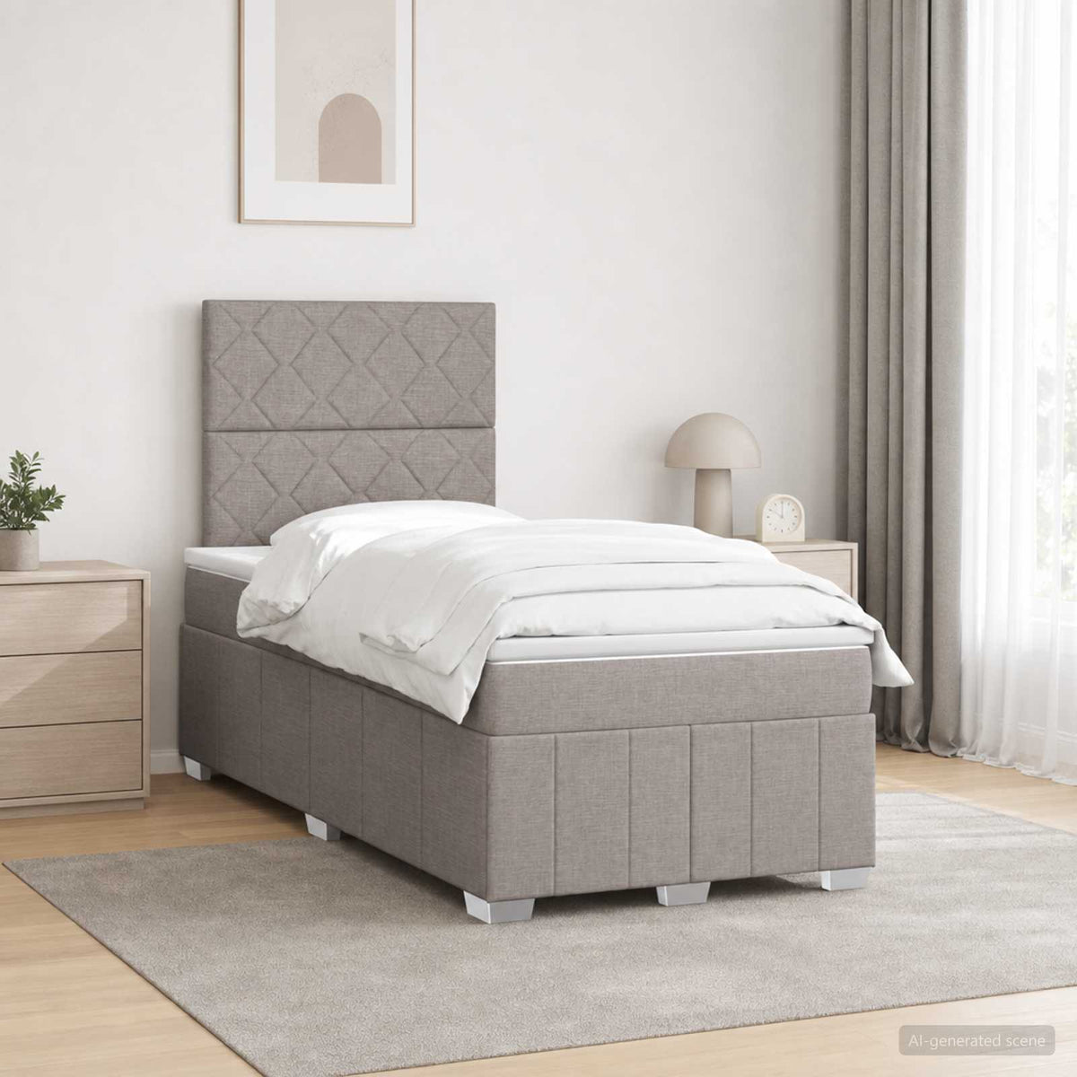 Lit Boxspring Led Avec Matelas Tissu