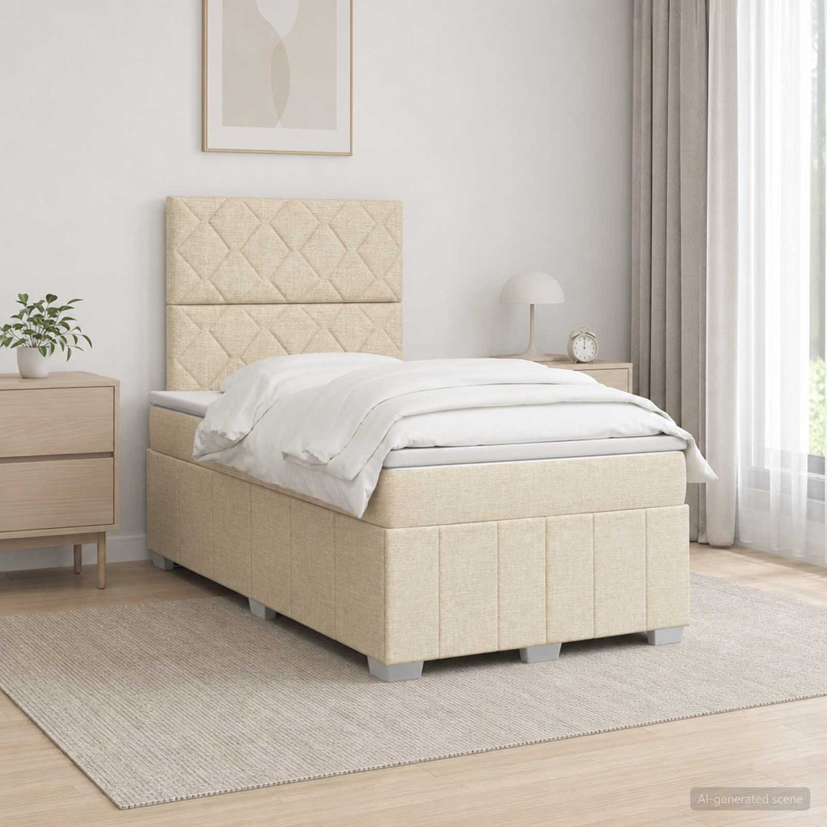 Lit Boxspring Led Avec Matelas Tissu