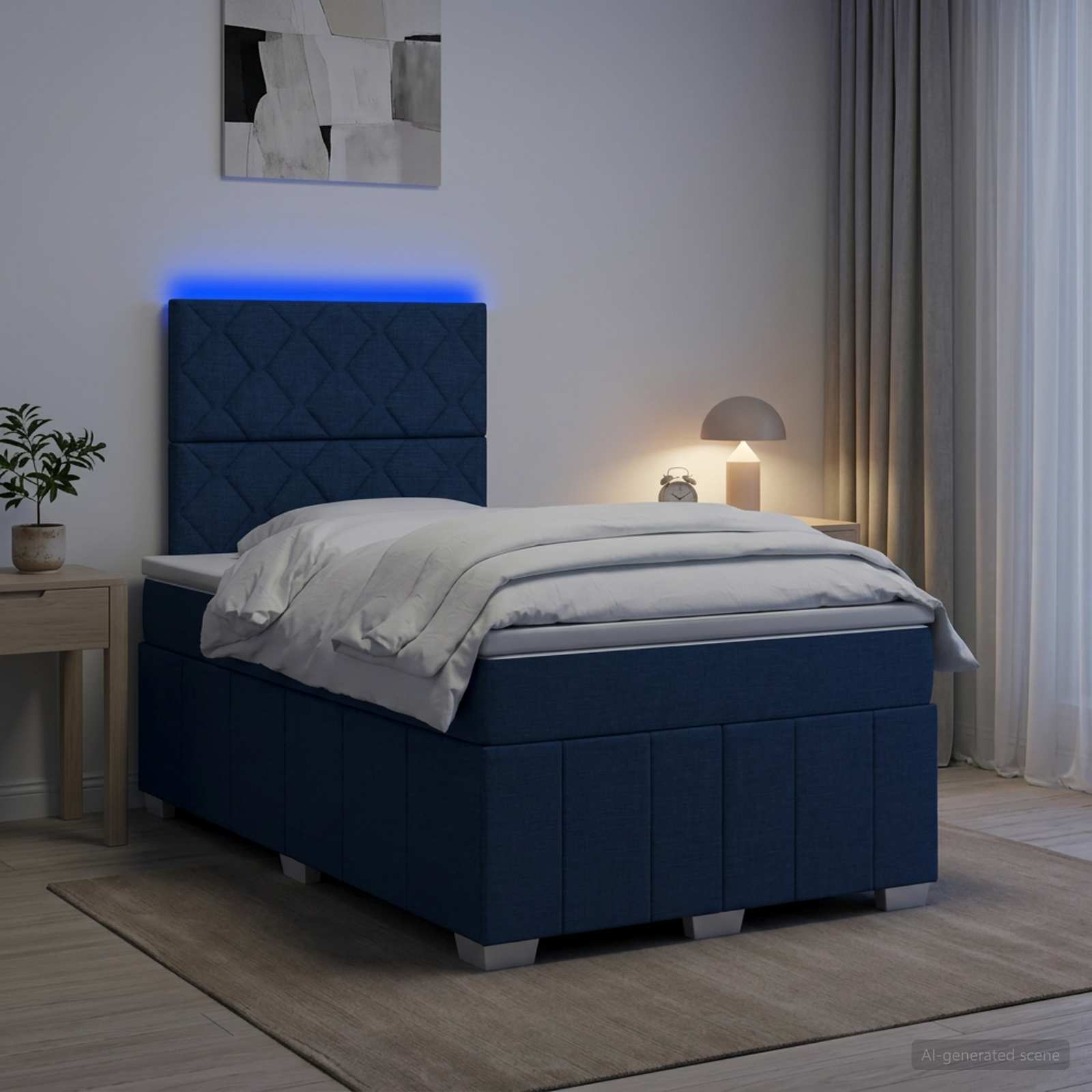 Lit Boxspring Led Avec Matelas Tissu