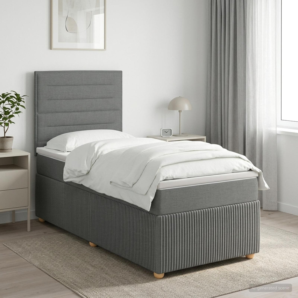 Lit Boxspring Led Avec Matelas Tissu