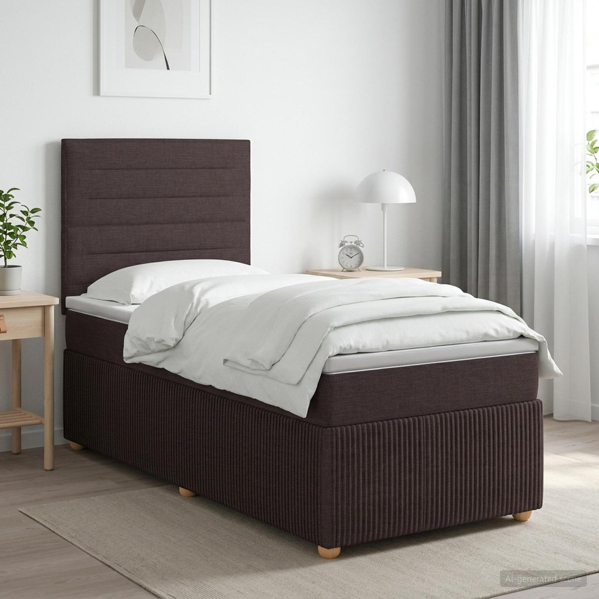 Lit Boxspring Led Avec Matelas Tissu