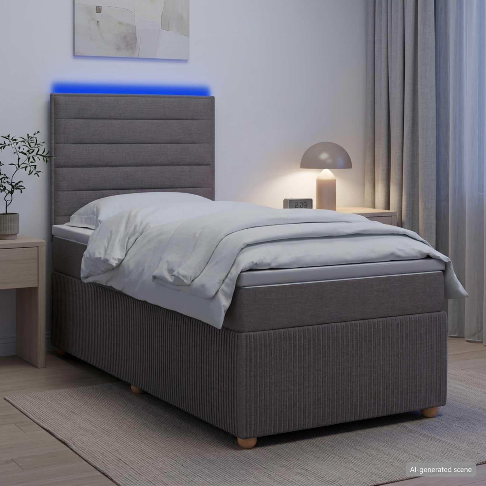 Lit Boxspring Led Avec Matelas Tissu