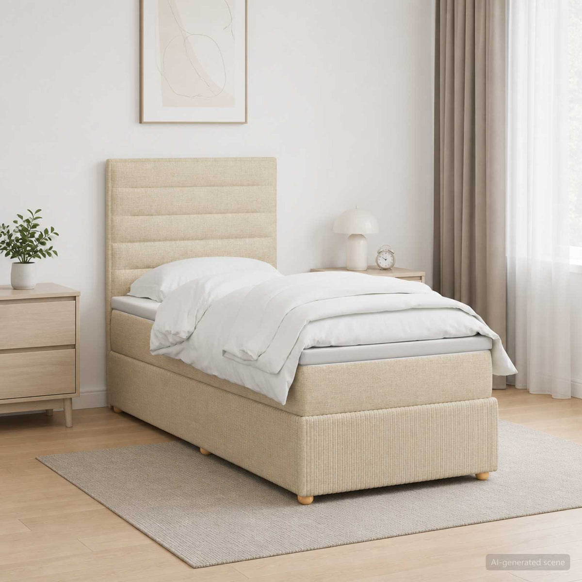 Lit Boxspring Led Avec Matelas Tissu
