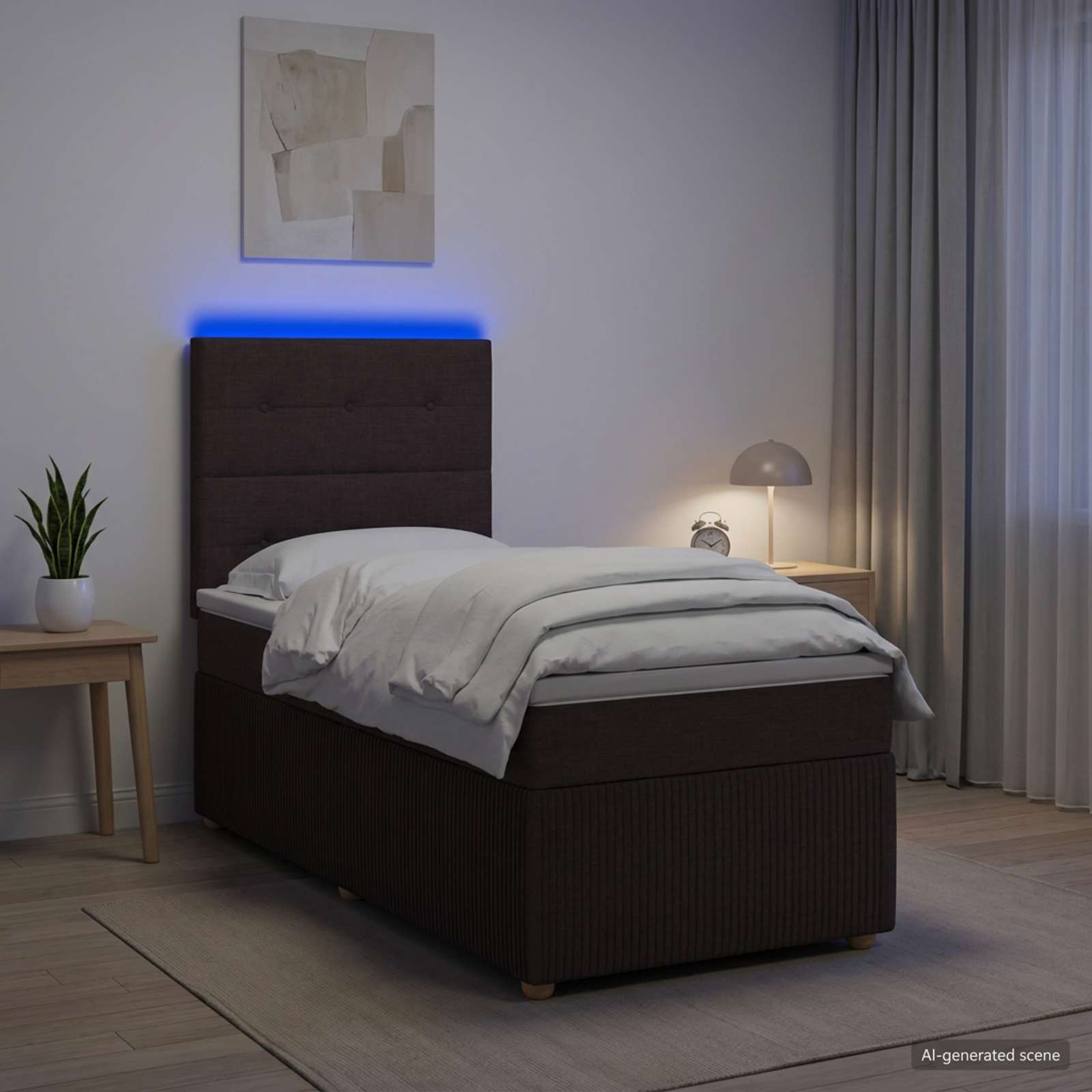 Lit Boxspring Led Avec Matelas Tissu