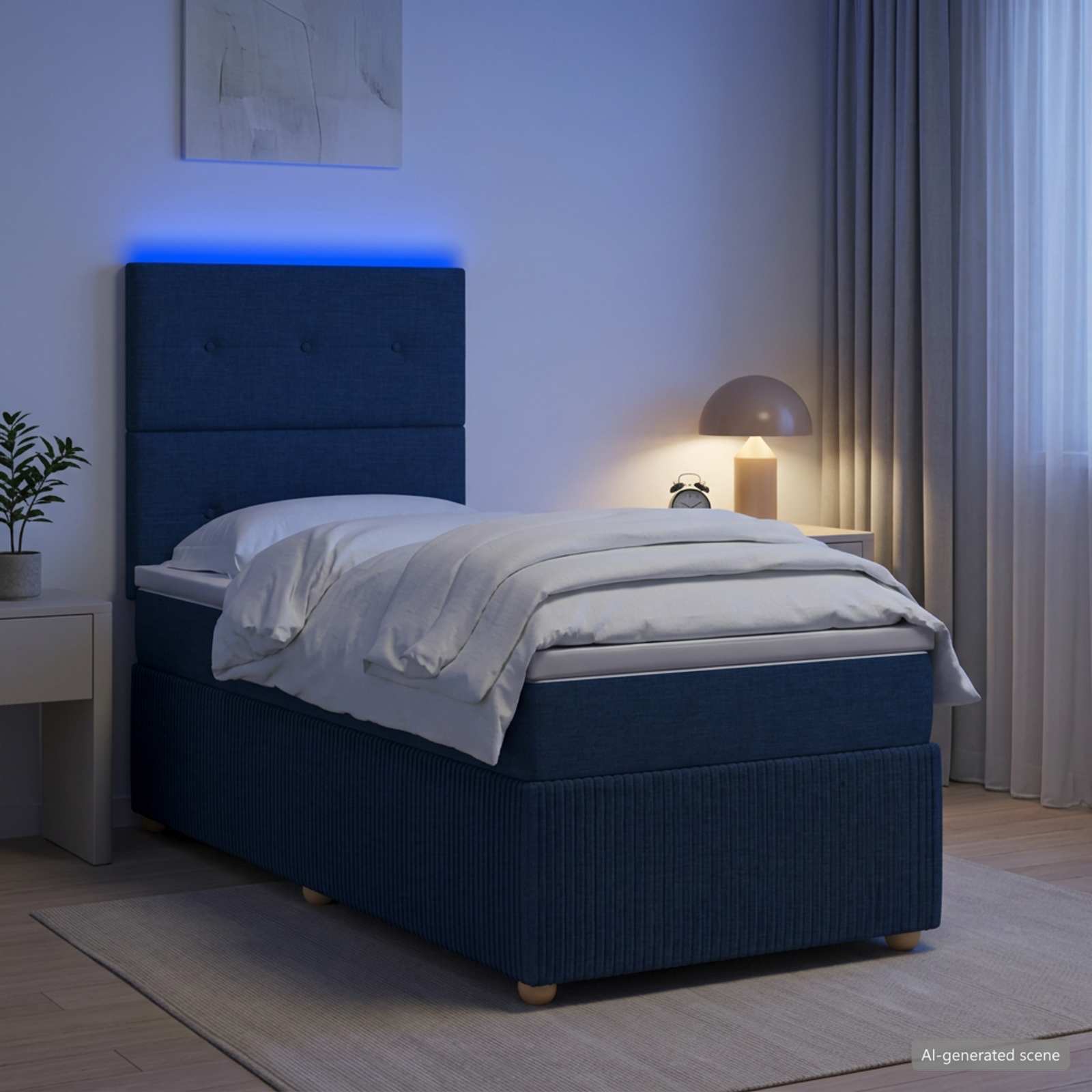 Lit Boxspring Led Avec Matelas Tissu
