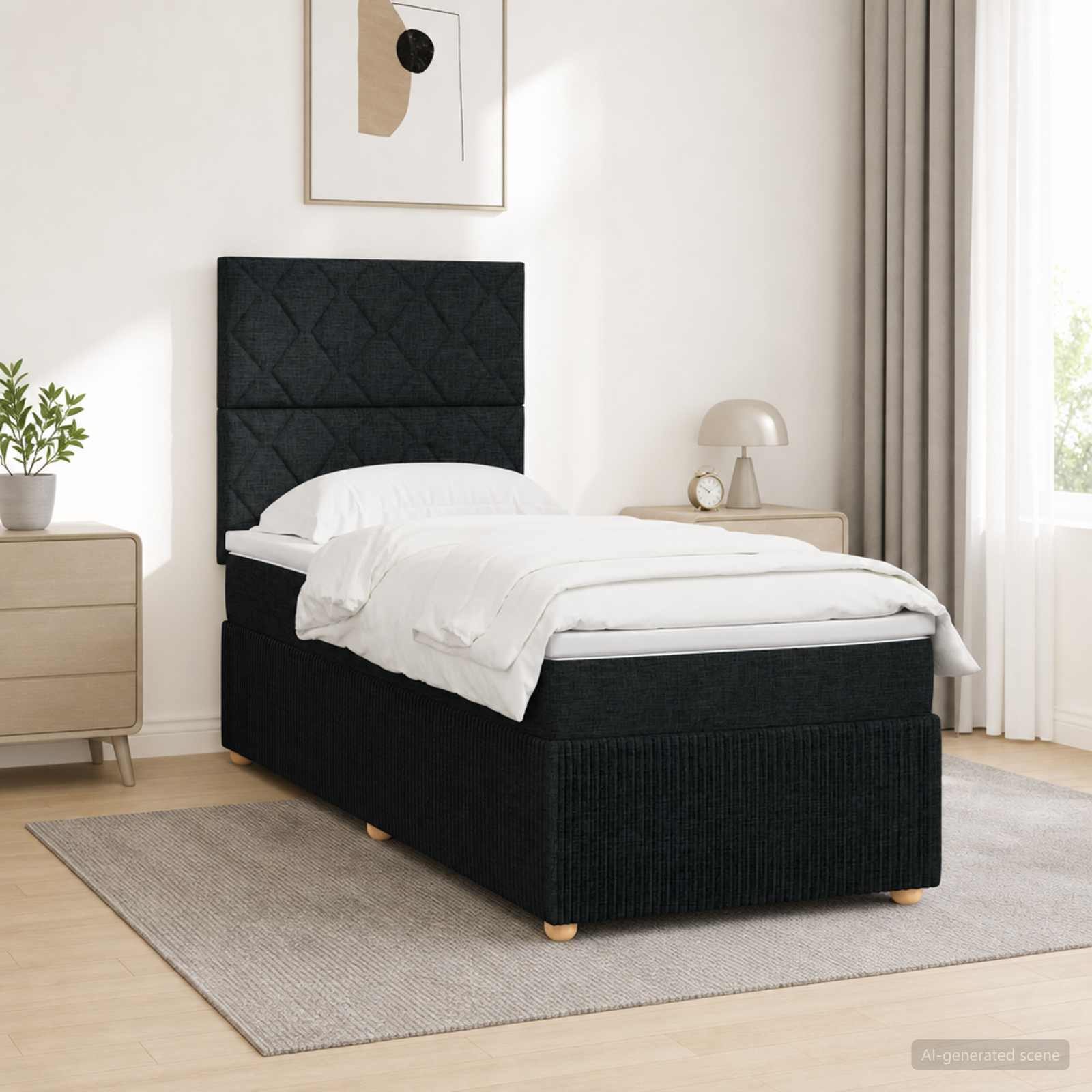 Lit Boxspring Led Avec Matelas Tissu