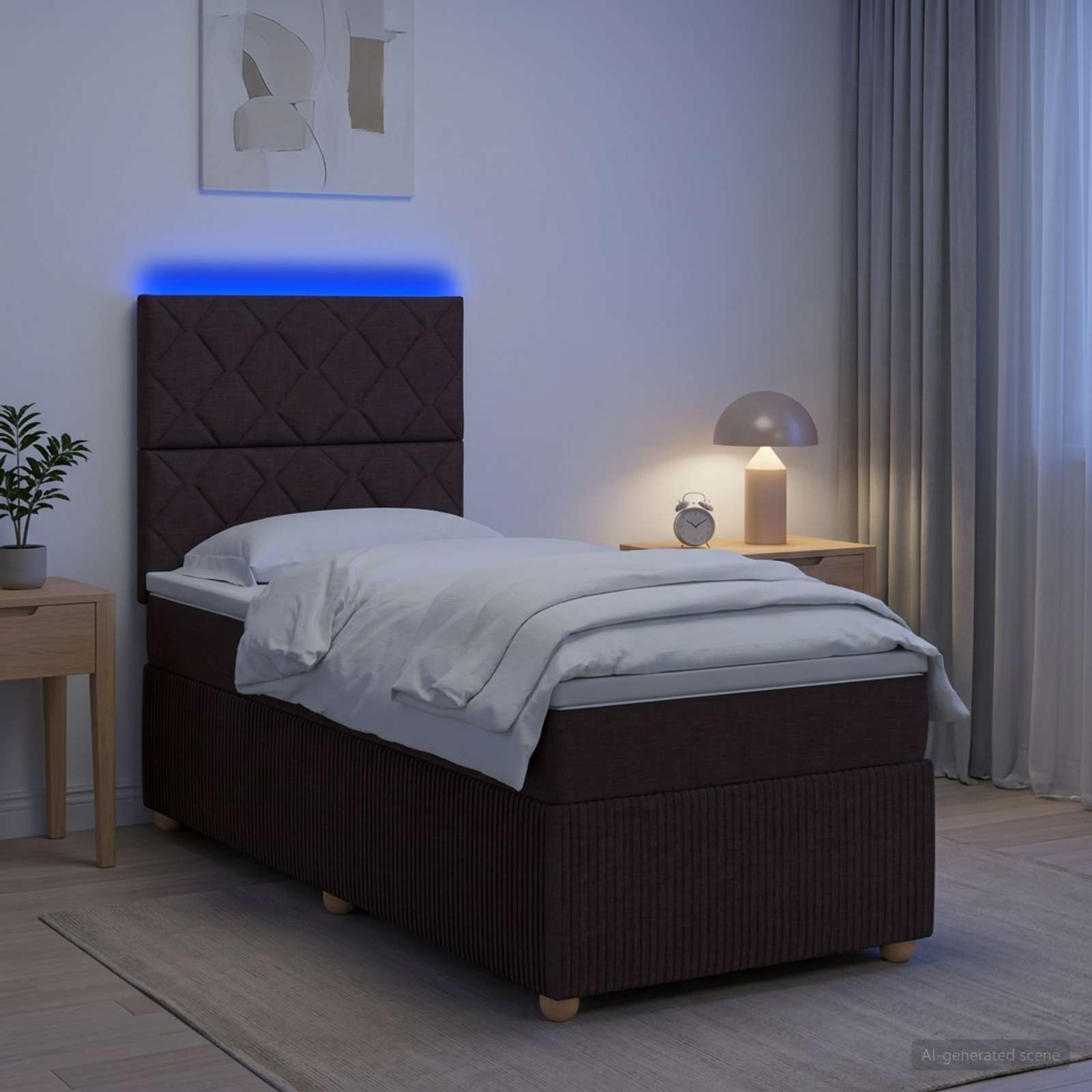 Lit Boxspring Led Avec Matelas Tissu