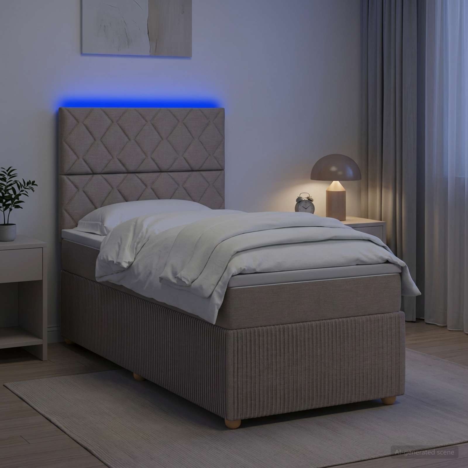 Lit Boxspring Led Avec Matelas Tissu