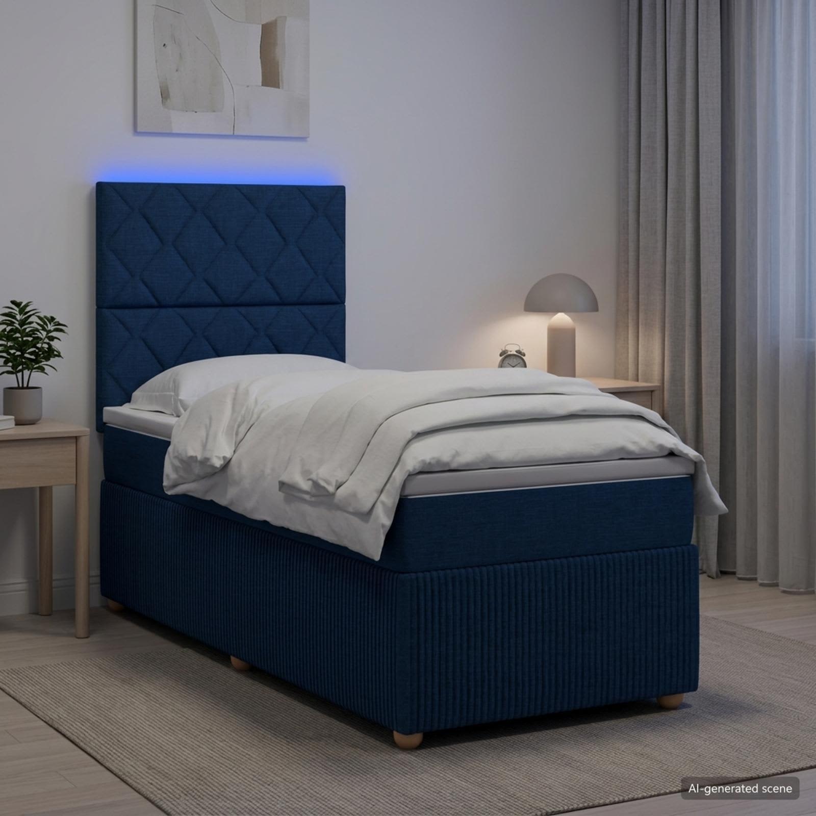 Lit Boxspring Led Avec Matelas Tissu
