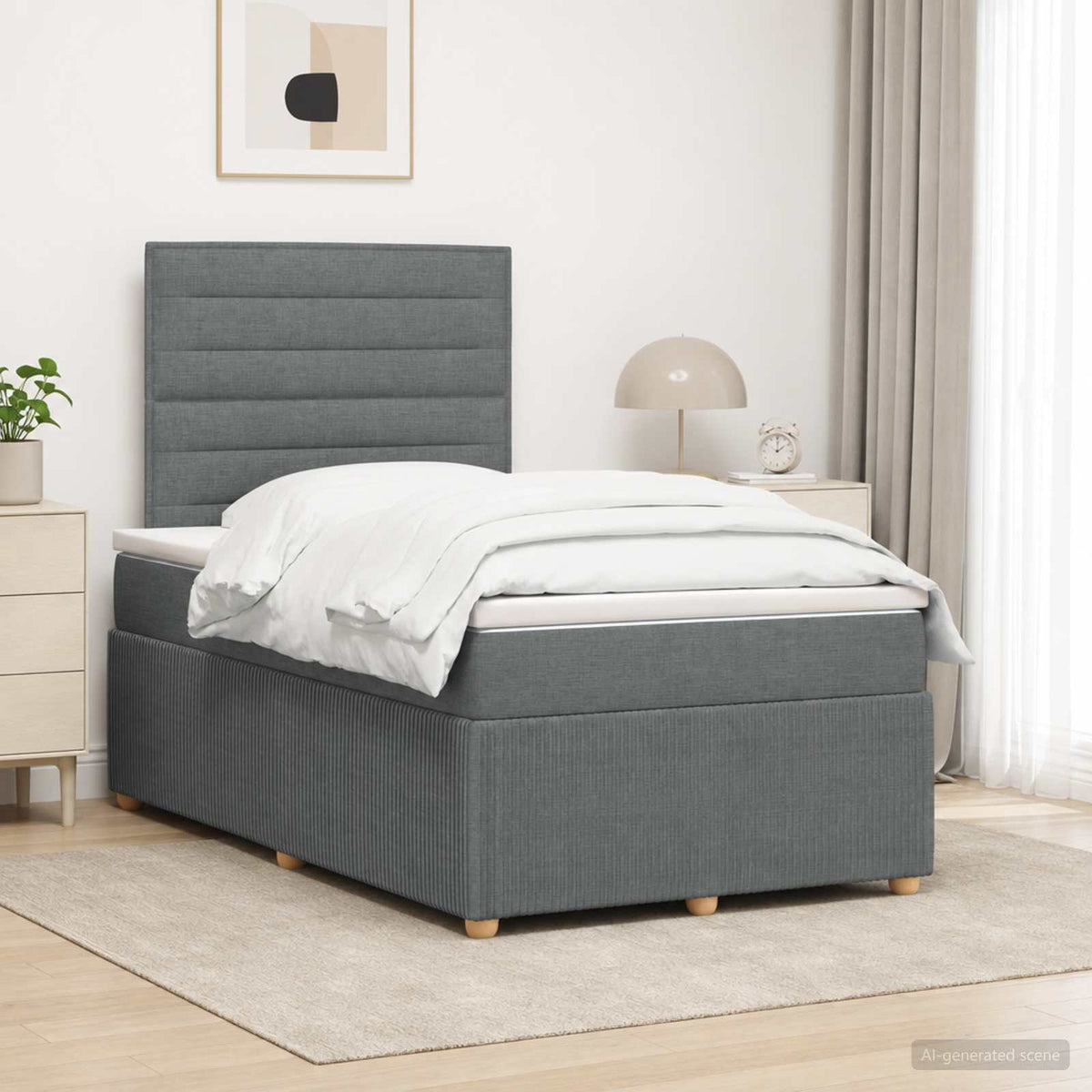 Lit Boxspring Led Avec Matelas Tissu