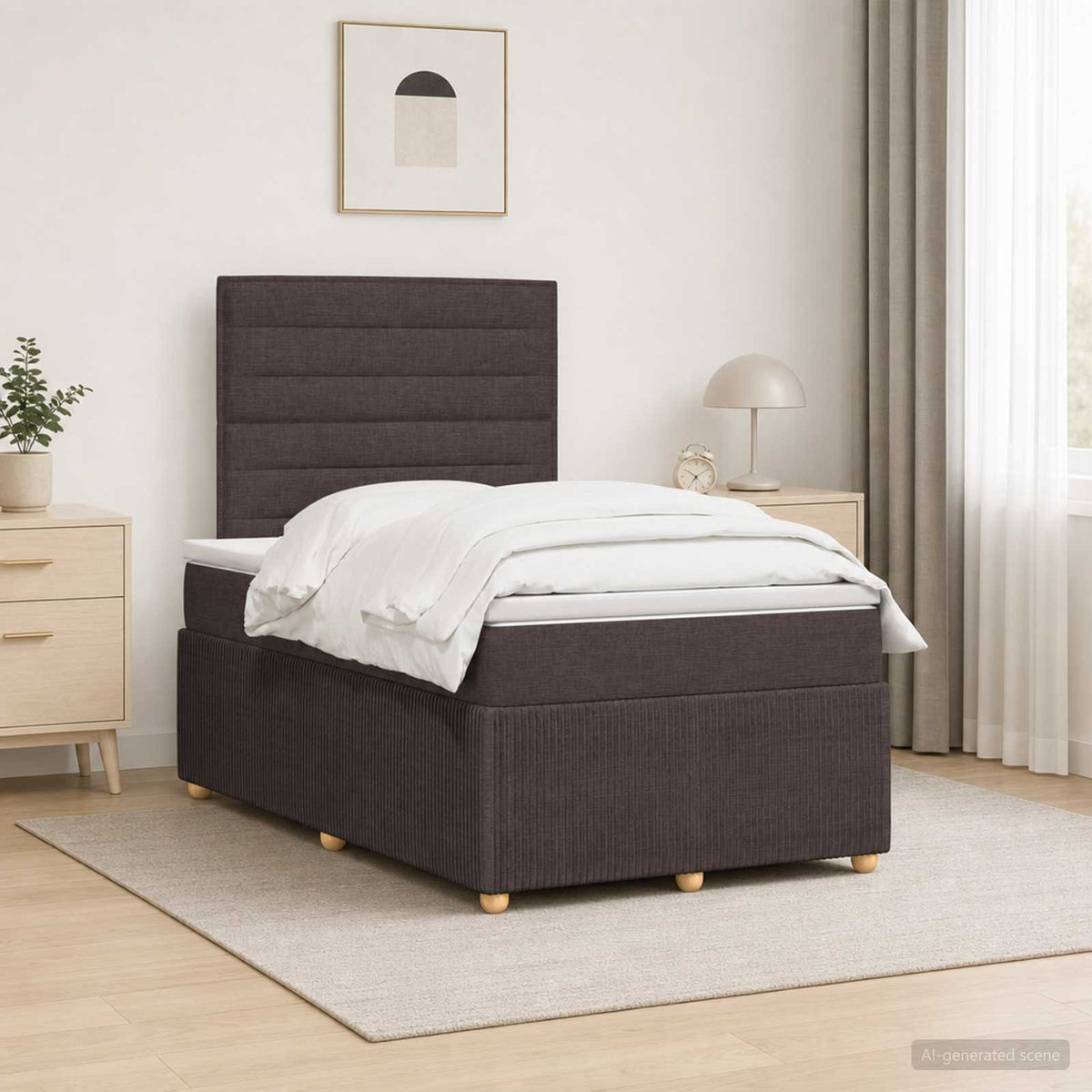 Lit Boxspring Led Avec Matelas Tissu
