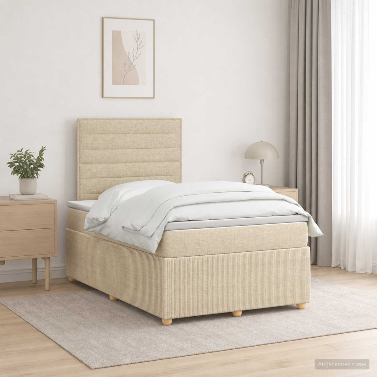 Lit Boxspring Led Avec Matelas Tissu
