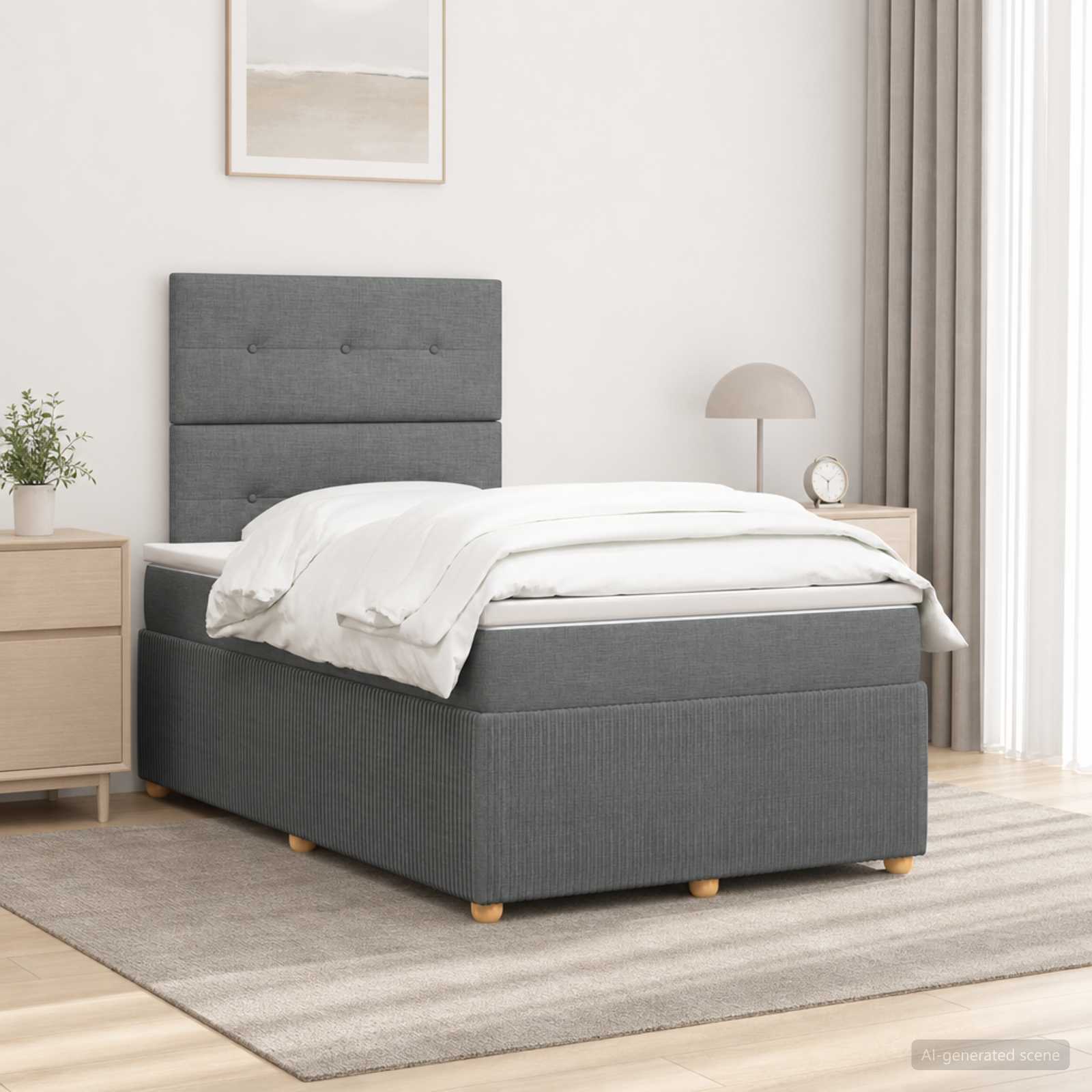 Lit Boxspring Led Avec Matelas Tissu